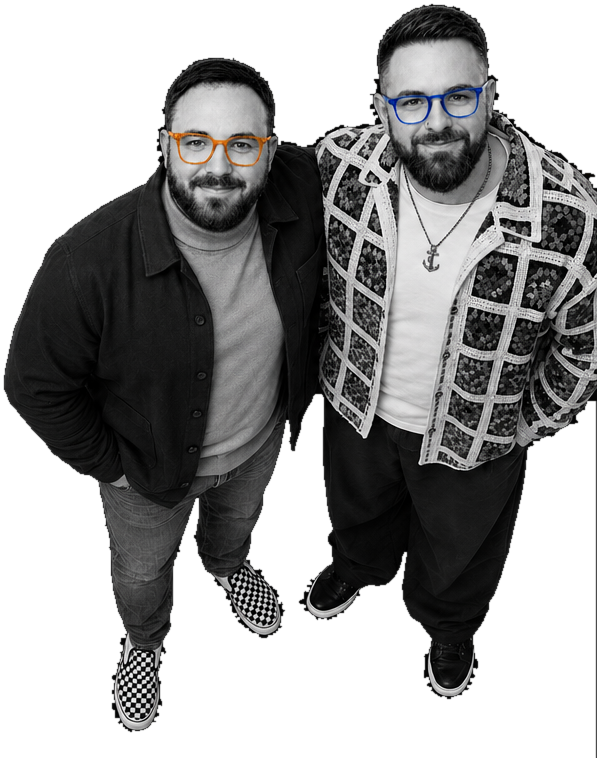 Daniel and Roy, founders of Studio ERA22, in a studio portrait.